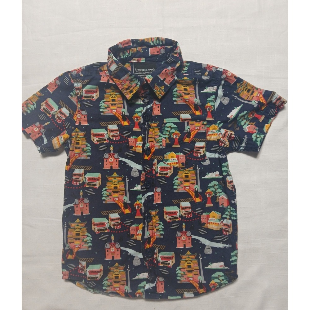 Our Universe Studio Ghibli Spirited Away Landmarks Toddler Woven Button-Up Shirt